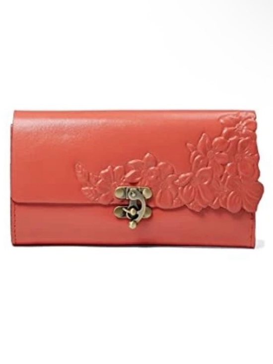 Patricia Nash Handbags - Patricia Nash ‘Terresa’ Floral Embossed Leather Wallet in Melon Coral